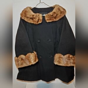 Mink trim black winter peacoat Himelhoch's Detroit